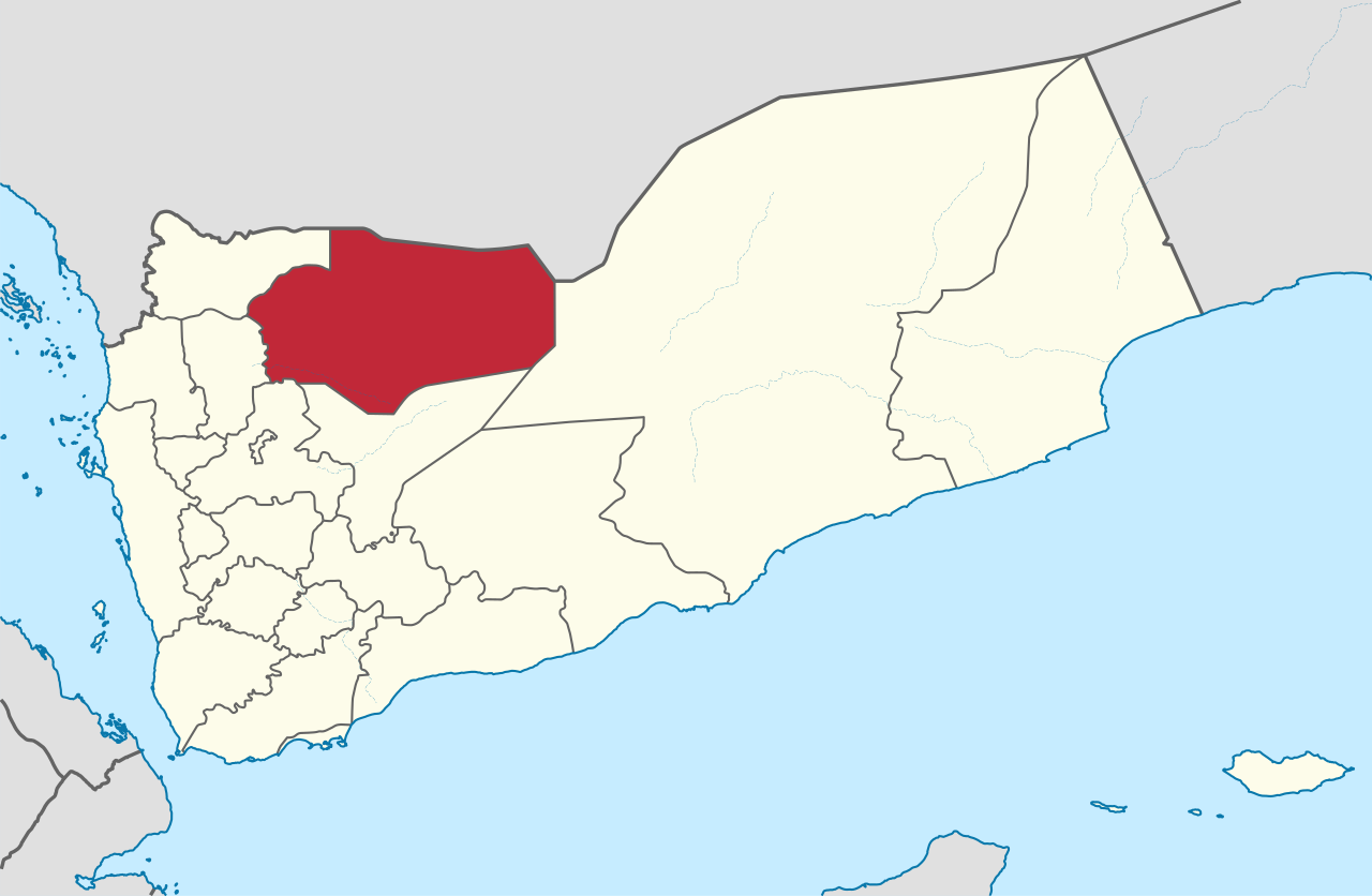 خريطة توضح موقع محافظة الجوف شمال اليمن