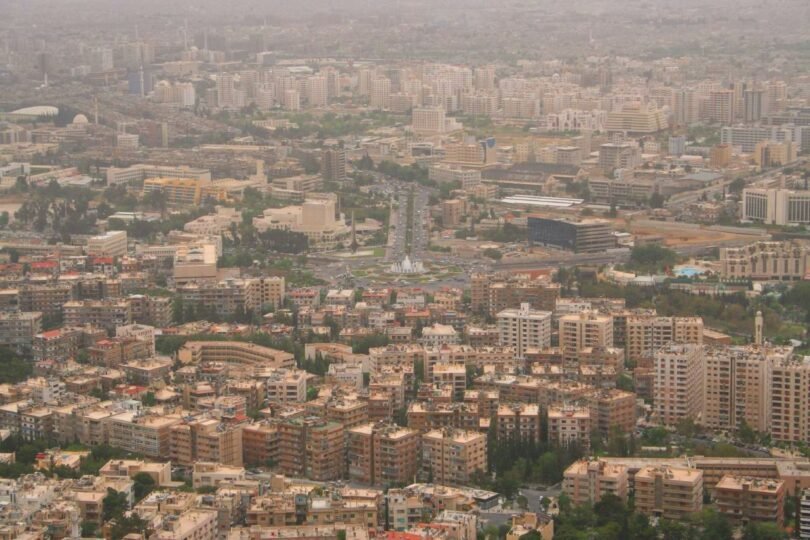 صورة أرشيفية لأفق دمشق وليست من أحداث اليوم
