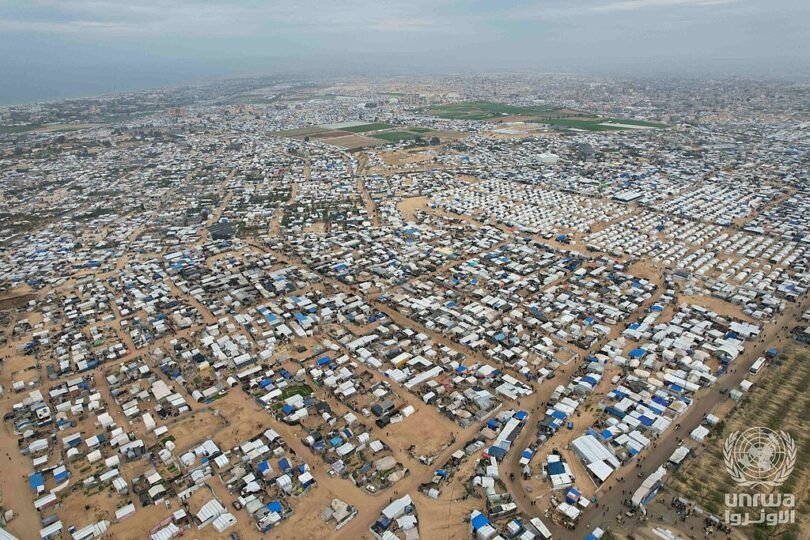 منظر جوي لخيام النازحين الفلسطينيين في قطاع غزة - صورة أرشيفية